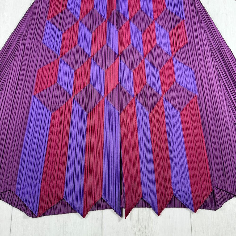 PLEATS PLEASE Issey Miyake Cardigan Size 3 Purple Print Mock Neck - Picture 4 of 8